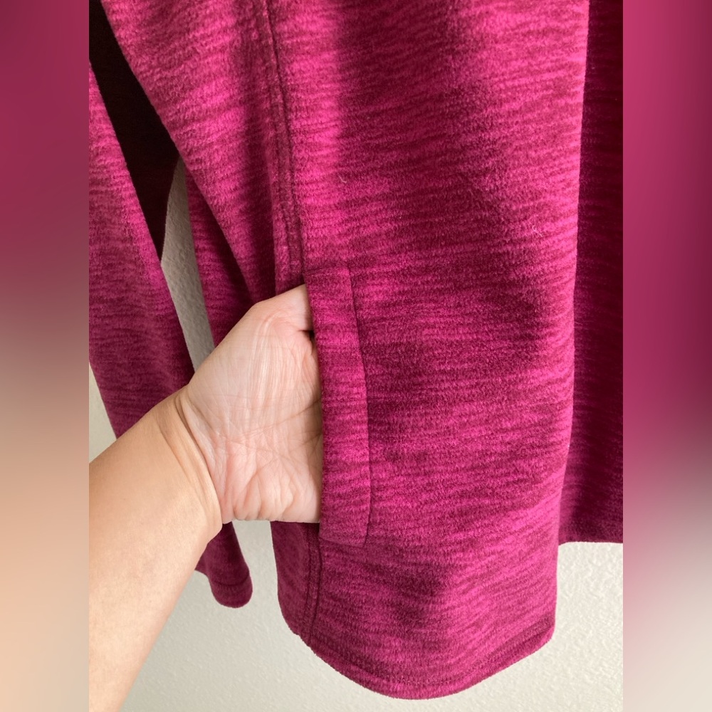 St. John’s Bay Magenta Fleece Quarter Zip Pullover Size M Mock Neck - Picture 3 of 6